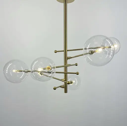 Люстра в корпусі метал кольору латунь на 6 або 8 прозорих плафонів | Арт. Y 8828 | Line F - фото 4