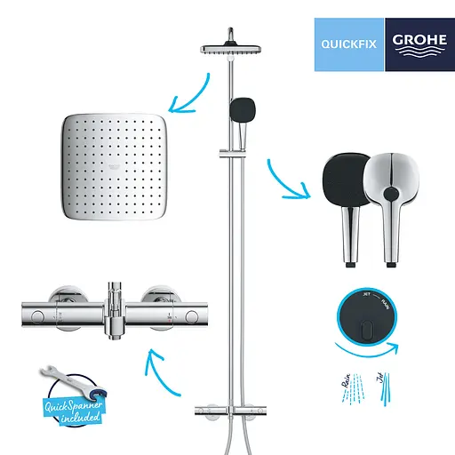 Душова система термостатична Grohe QuickFix Vitalio Comfort System 250 26984001, Хром - фото 7