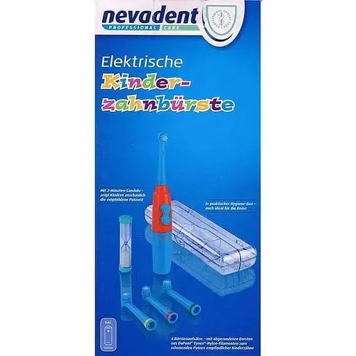 Електрична дитяча зубна щітка Nevadent NKZ 3 A1 Blue + пісочний годинник + насадки + футляр + наклейки - фото 4