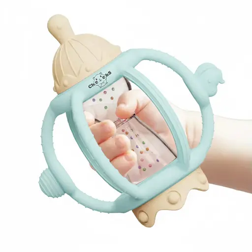 Развивающий сенсорный силиконовый грызунок прорезыватель погремушка, многофункциональная игрушка Cheeks 4 в 1 - фото 5