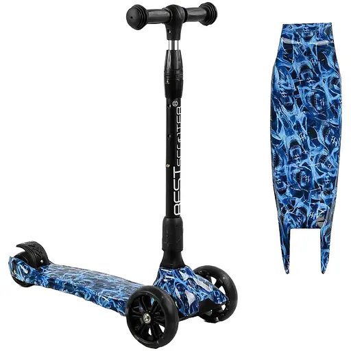 Дитячий самокат Best Scooter Maxi складаний 25х62 см Чорно-синій 000254979