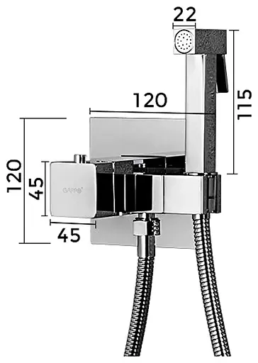 Набір гігієнічного душу прихованого монтажу Gappo G7207-40 з термостатом, хром, Хром - фото 2