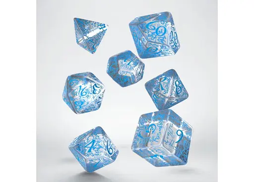 Набір кубиків Elvish Translucent & blue Dice Set , 7 шт. (SELV08) - фото 2