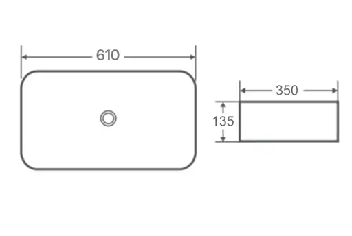 Раковина накладна Qtap Tern 610x350x135 мм, White, прямокутна, без донного клапана QT17118140W - фото 5