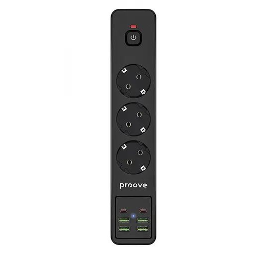 Мережевий фільтр Proove Power Strip P-03 (3 розетки + 4 USB + 2 Type-C) 2М black (PSP342420001) - фото 2