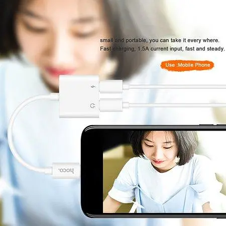 Перехідник 2 в 1 Hoco LS5 Dainty lightning аудіо та заряджання - фото 5