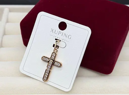 Підвіска хрестик біжутерія Xuping підвіска медичне золото недорогий хрестик на шию для жінок на ланцюжок - фото 1