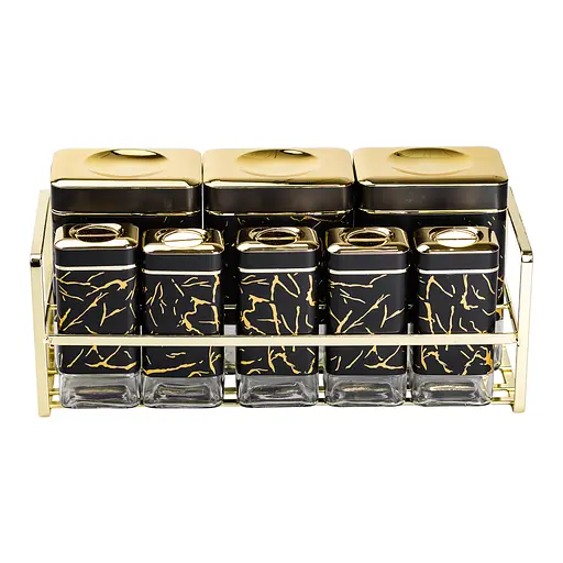 Набір місткостей Yiwu  для зберігання 8 штук по 650/150 мл на металевій підставці HP-1364