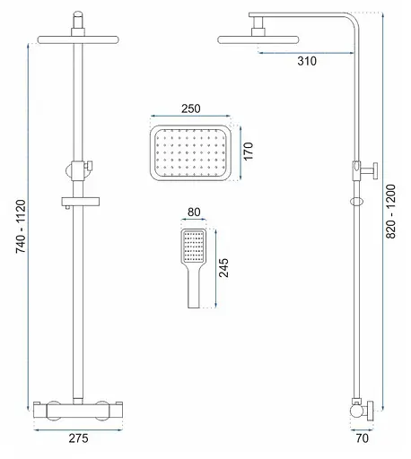 Душовя система Rea Tom з термостатом black REA-P7101, Чорний - фото 6