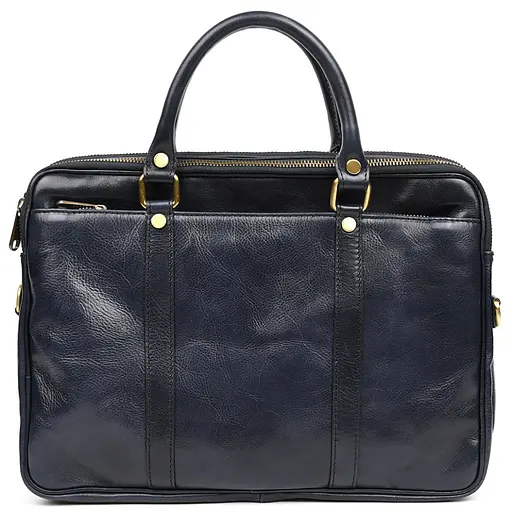 Кожаная сумка Firenze синяя 36х26х7 см sum0028418 - фото 3