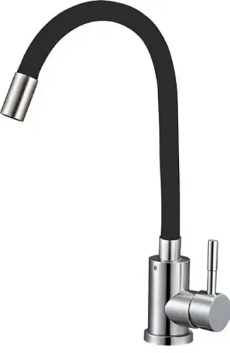Змішувач для кухонної мийки Udis EZA4-F090KB нержавійка, гнучкий силіконовий вилив Чорний 30412 - фото 1