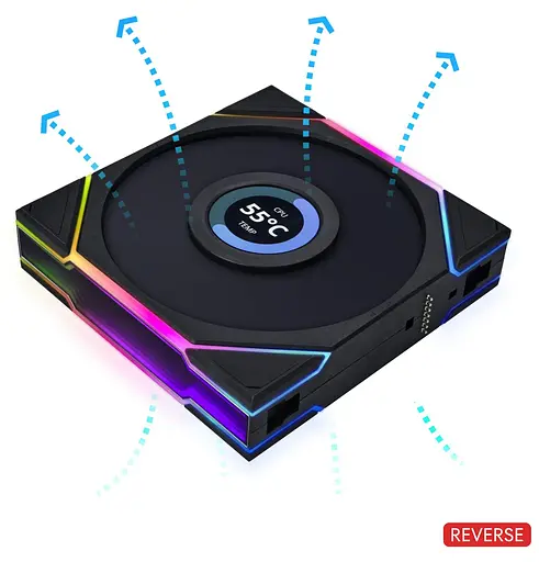 Вентилятор Lian Li Uni Fan TL Wireless LCD 120-1 Reverse Black (G99.12RTLLCD1W1B.00) - фото 6