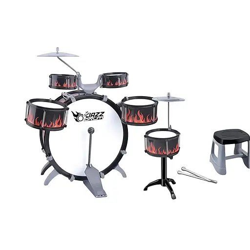 Дитяча барабанна установка L651 з 5 барабанами, педаллю, тарілками, паличками та стільчиком