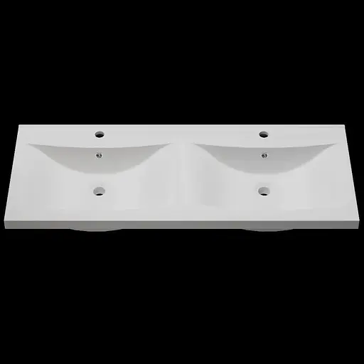 Раковина глянцевая врезная Amidicon Liza 120 1202x480 из литого камня двойная LIZA_120_HL_DUBL, Белый - фото 1