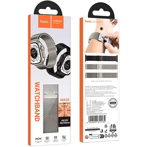 Ремешок Hoco WA33 Original series umbrella buckle Milanese steel strap для Apple watch 38/40/41/42mm Original Color - фото 3