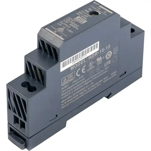 Источник питания Mean Well HDR-15-12 15Вт, 12В, 1.25А на Din-рейке