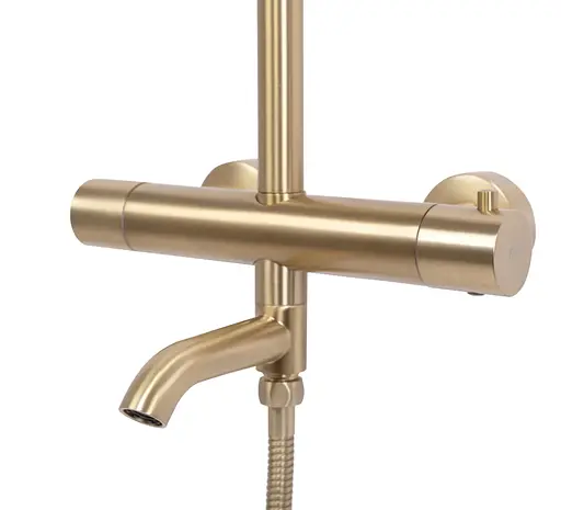 Душевая система Rea Lungo с термостатом и изливом brushed gold REA-P6604, Золотой - фото 6