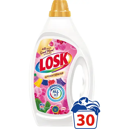 Гель для прання Losk Ароматерапія Color Ефірні масла та аромат Малазійської квітки 30 циклів прання 1.35 л (9000101803921)