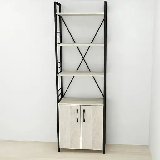 Етажерка 4/60 Ferrum-decor Серії Конект із тумбою 179x60x28 Чорний ДСП Сонома (FRD-104487)