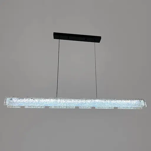Підвісна видовжена люстра із пластинами у вигляді прозорих крижин 100 см | Line F | Арт. MJ371-L1000 BK - фото 3