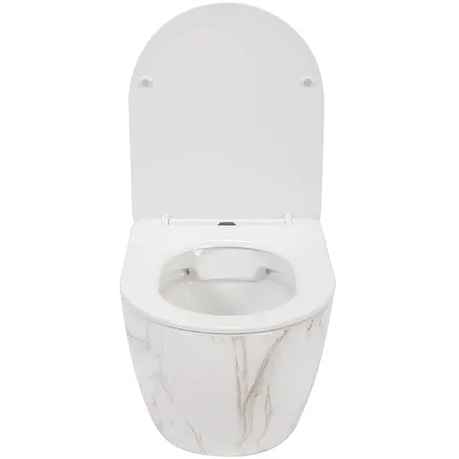 Подвесной унитаз Rea Carlos Flat rimless aiax shiny белый REA-C6385, Мрамор - фото 4