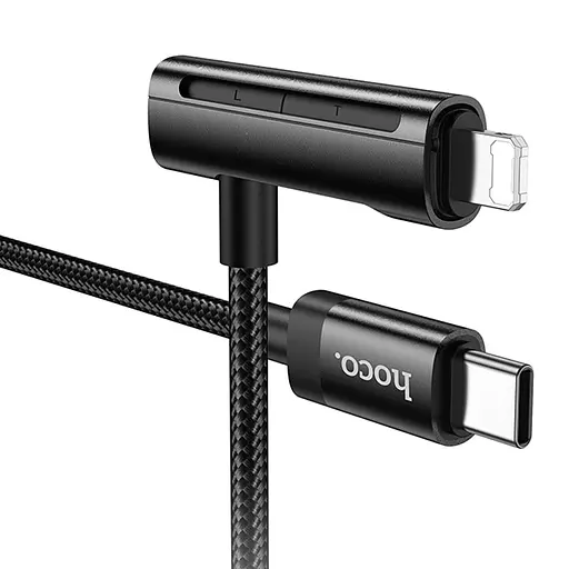 Дата кабель Hoco U135 Incredible 2in1 Type-C to Lightning/Type-C (1m) Black - фото 4