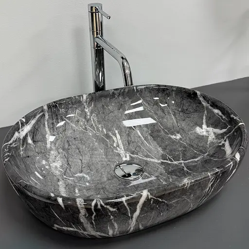 Умивальник VBI Modena S black onyx накладний VBI-012008, Чорний матовий - фото 2