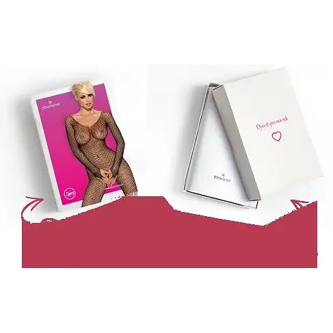 Сітчастий бодістокінг із довгим рукавом Obsessive Bodystocking N109 Black S/M/L, чорний - фото 5