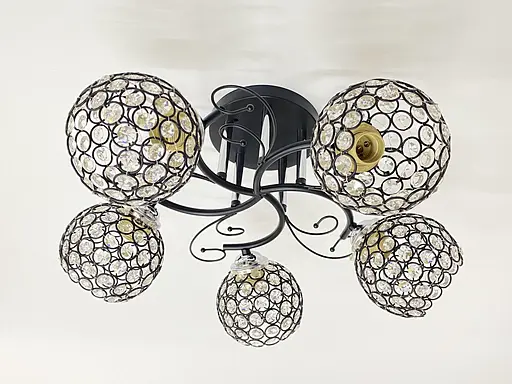 Люстра стельова на 5 плафонів 2348C/5 Чорний+Хром