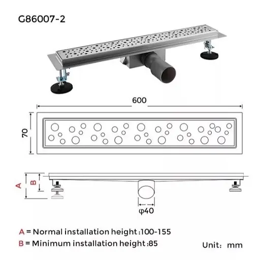 Душевой трап Gappo 70х600 мм, нержавеющая сталь G86007-2 - фото 8