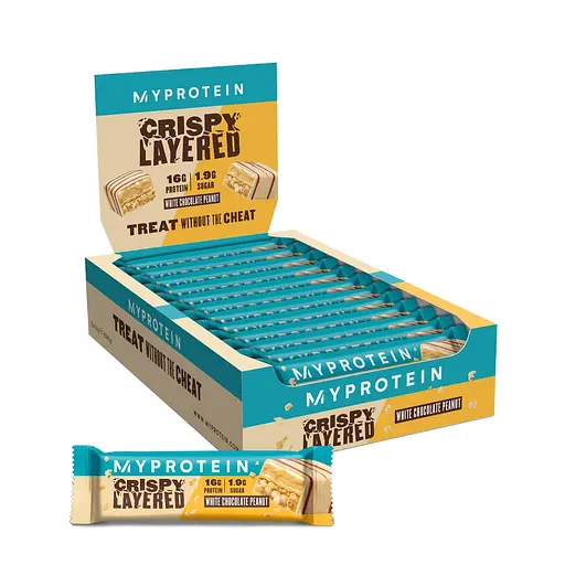 Батончик MyProtein Crispy Layered, 12*58 грам Білий шоколад-арахіс 000290513