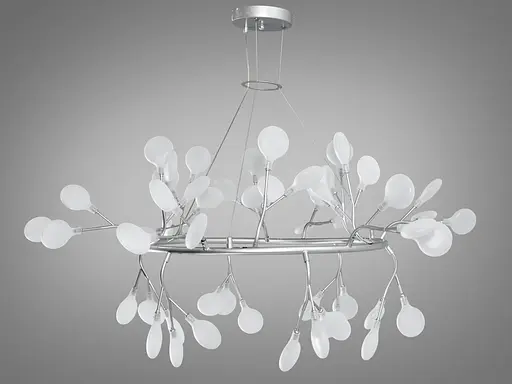 Підвісна нова люстра 2024 "Світлячок" для залу, 54 лампи, хром сатин - фото 1