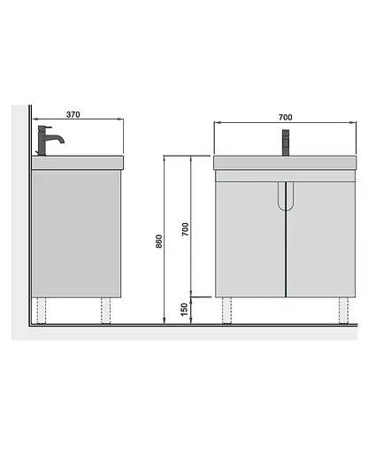 Тумба Мойдодир Simple Graphite 70-U з умивальником River 70 графітова універсальна Графіт - фото 8