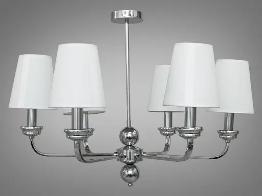 Изысканная, современная люстра с абажурами на 6 ламп, цвет-хром - фото 2