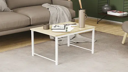 Стол журнальный приставной Терри Комбо Ferrum-decor 345x662x440 Белый металл ДСП Дуб Сонома 16 мм (FRD-105146) - фото 6