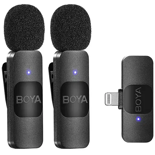 Профессиональный беспроводной микрофон Boya BY-V2 Lightning 2 шт. Black (18871) - фото 1