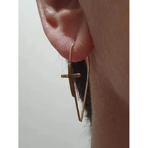 Золоті сережки Платон Хрестики. 1С265/00Б - фото 3