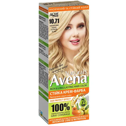 Стійка крем-фарба для волосся Acme Color Avena Naturals 10.71 платиновий блонд  - фото 1
