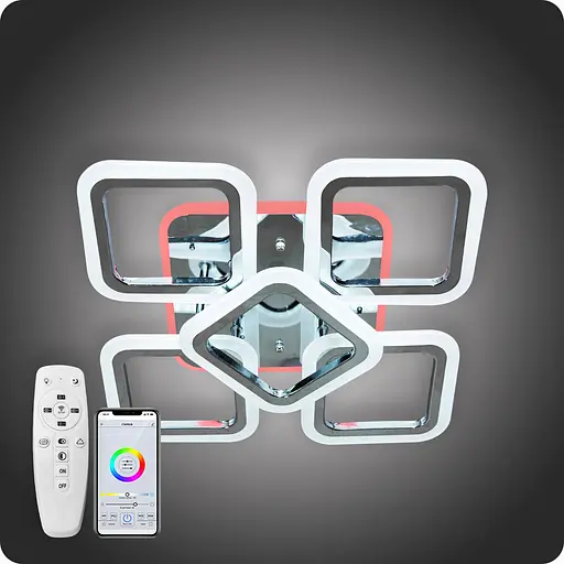 Люстра світлодіодна 517 Dlight 3color з пультом 65Вт Хром (01848) - фото 1