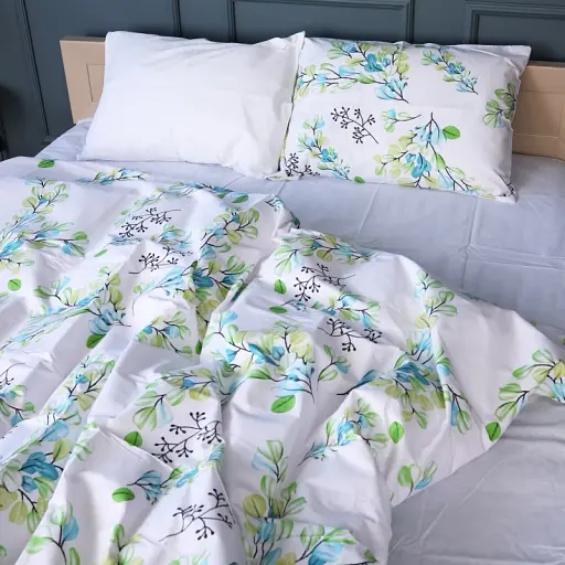 Простирадло MirSon Бязь 17-0707 Spring Branches 150х220 см біле (2200010618495) - фото 2