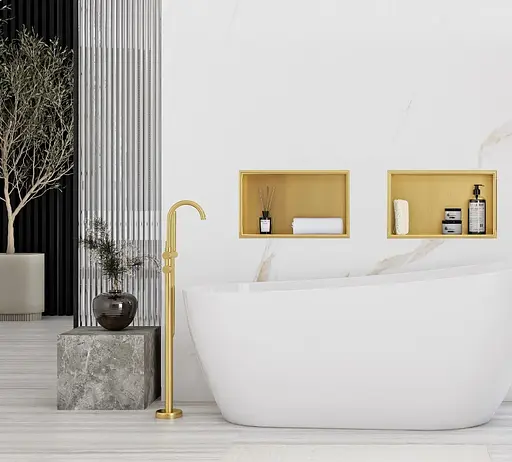 Вбудована полиця Rea 30x45 brushed gold з обідком REA-05607, Золотий - фото 2