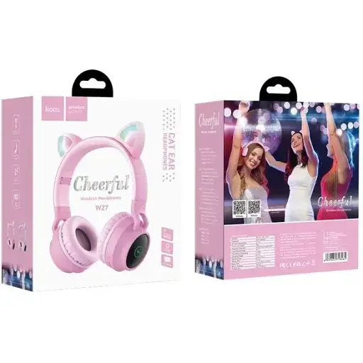 Наушники Hoco Bluetooth Stereo W27 Cat Ear gray/pink - фото 5