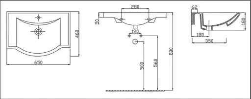 Умивальник RJ Tulip 65x46x18 см white RJFU081-0065WH, Білий - фото 2