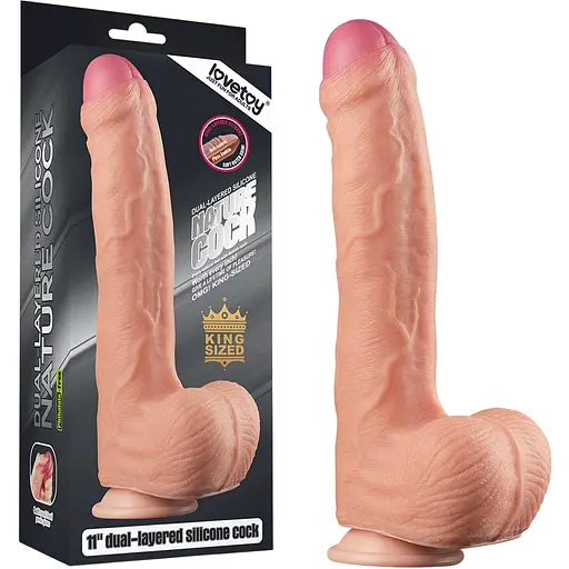Великий фалос на присосці LoveToy Nature Cock 28 см тілесний