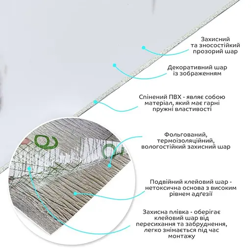 Самоклеющаяся виниловая плитка в рулоне 600х3000х2мм Белый мрамор с прожилками Глянцевая SW-00001285 - фото 2