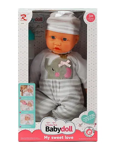 Пупс 6990 м'якотілий, п'є з пляшечки, аксесуари, висота 40 см, в коробці (6967374437969) - фото 1