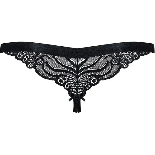 Кружевные танги с доступом Obsessive 828-THC-1 crotchless Thong S/M, черные - фото 2