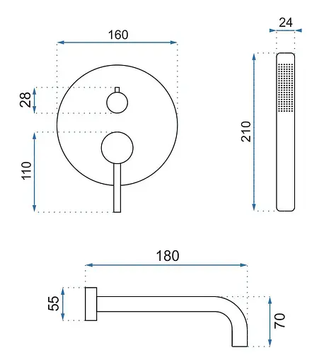 Душова система Rea Lungo L.gold + BOX золотий REA-P4563, Золотий - фото 5
