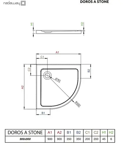 Душевой поддон Radaway Doros A Stone под камень 90x90 SDRA9090-01-04S - фото 4