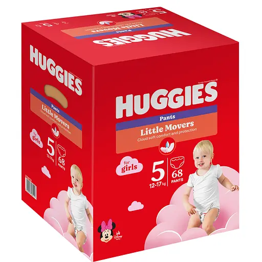Уценка. Подгузники-трусики для девочек Huggies Little Movers Pants 5 (12-17 кг) 68 шт. - фото 3